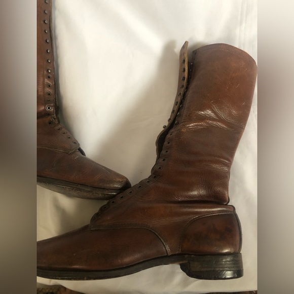 Vintage Equestrian Leather Tall Knee Lace Up Horse RIding Boots Women Sz 10 - Picture 2 of 13